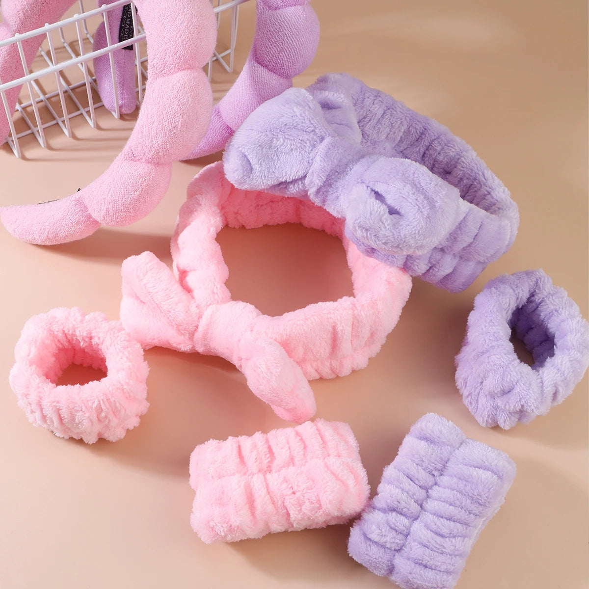 MoreThanWords™  4-Piece Skincare Accessories Set – Spa Headbands & Wristbands for Face Washing & Makeup