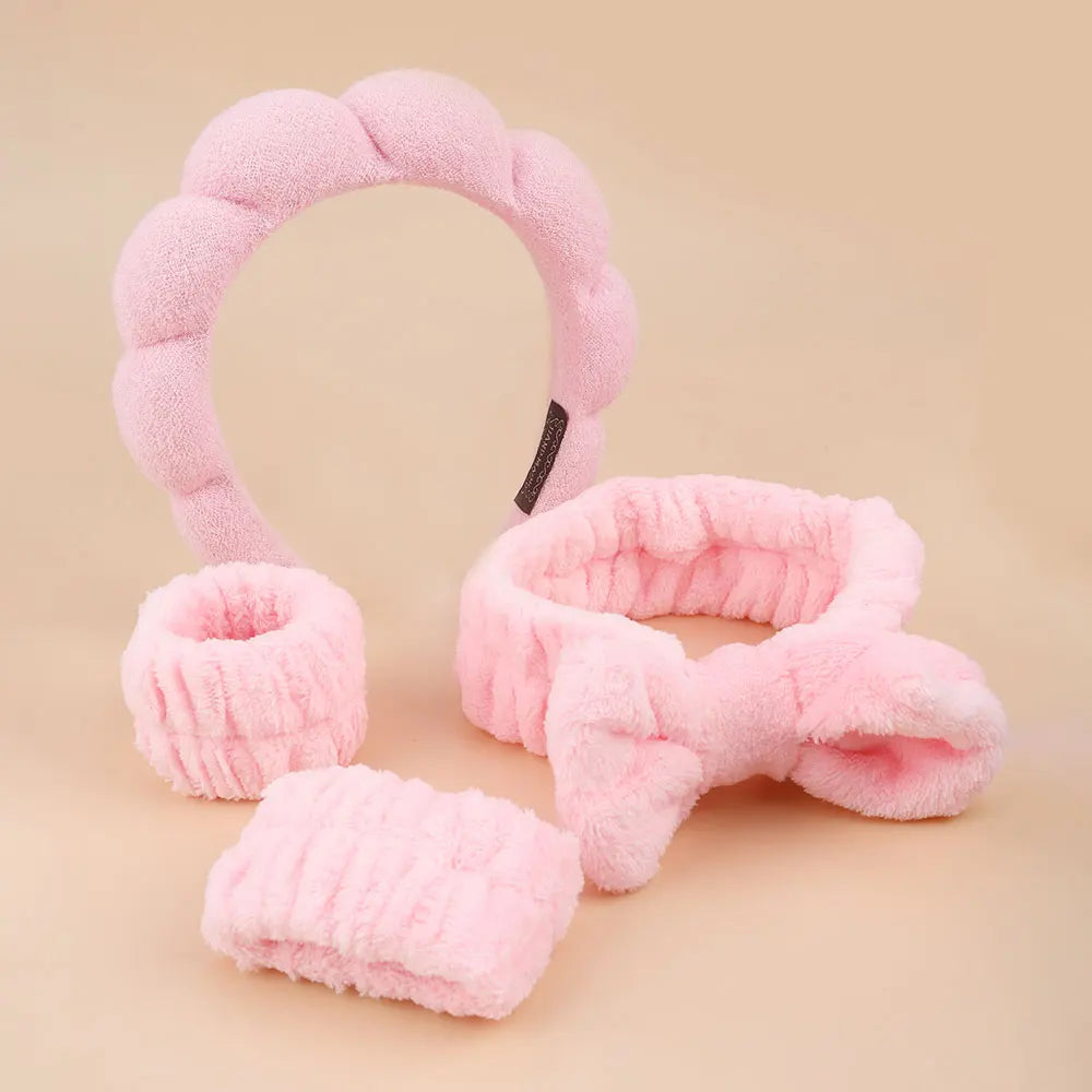 MoreThanWords™  4-Piece Skincare Accessories Set – Spa Headbands & Wristbands for Face Washing & Makeup