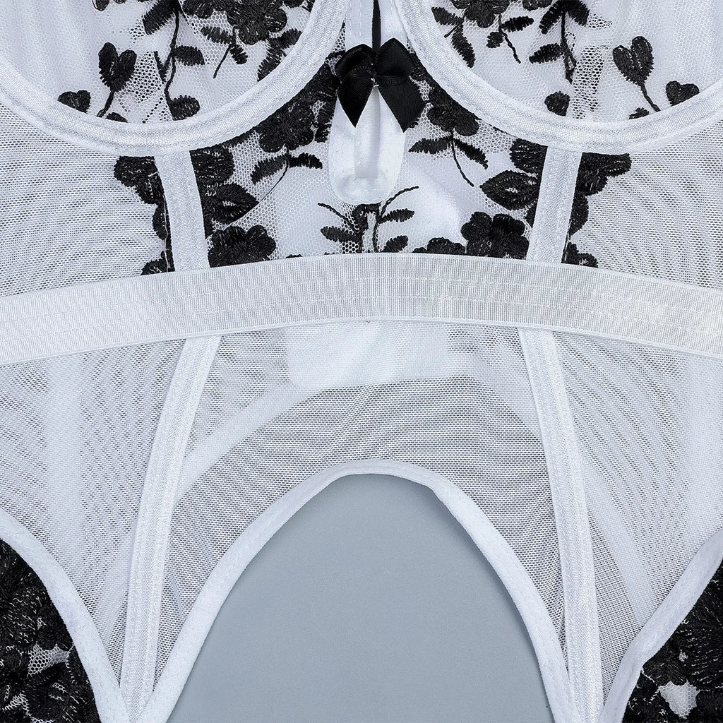 MoreThanWords™ 3-Piece Sheer Lace Corset Set – Turn Up the Heat